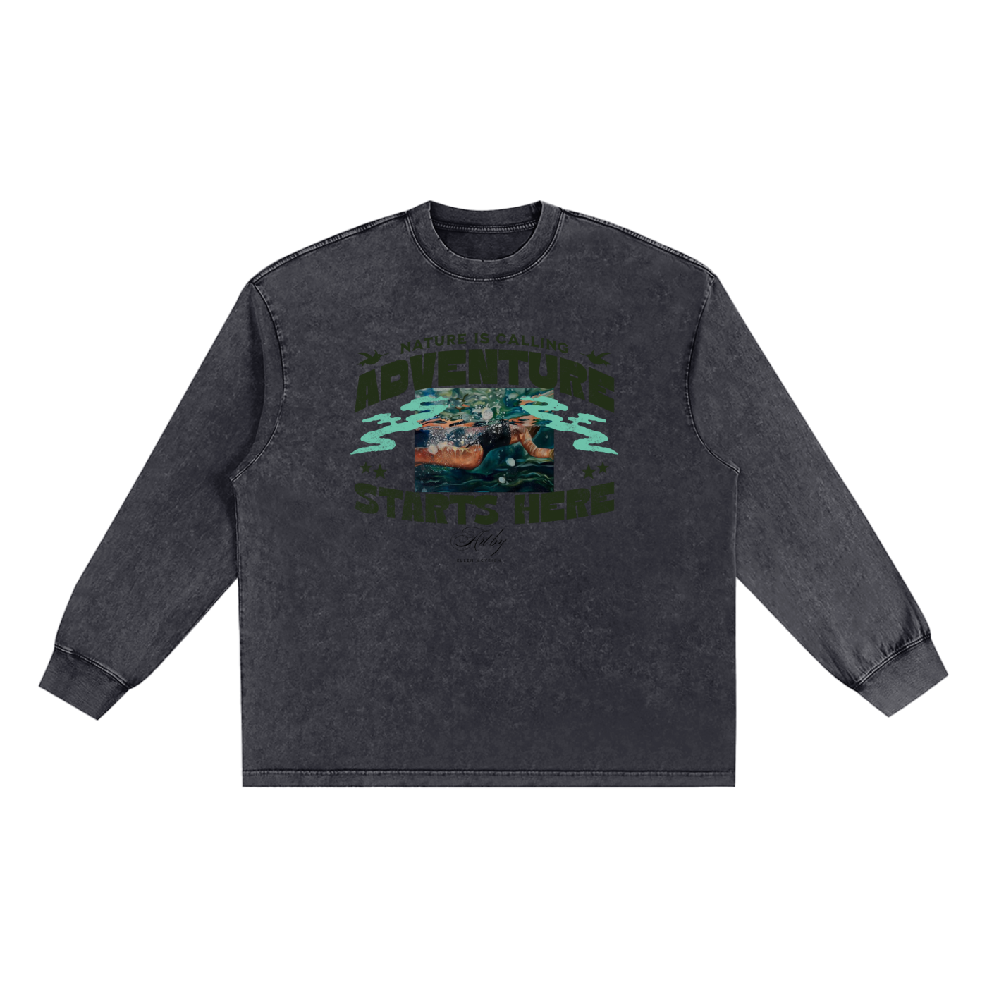 Snow Adventure! Washed Oversize Long Sleeve T-shirt