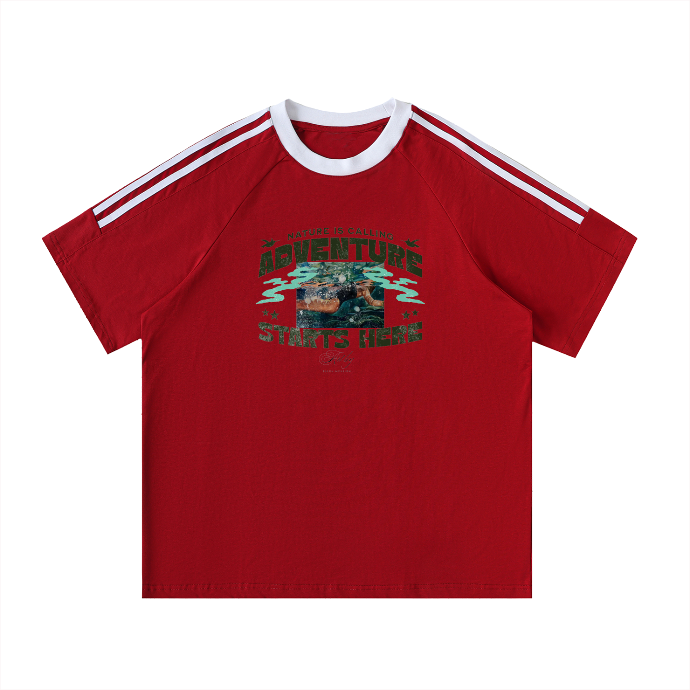 Contrast Tape Crewneck Cotton T-Shirt