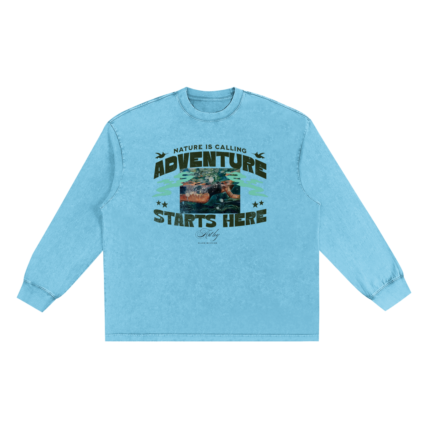 Snow Adventure! Washed Oversize Long Sleeve T-shirt