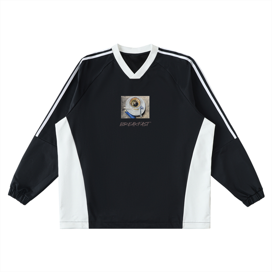 Color-Block V-Neck Long-Sleeve T-Shirt Breakfast